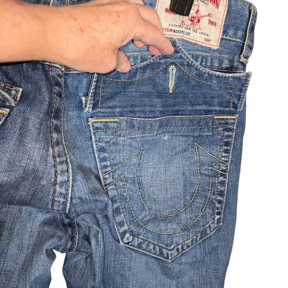 Vintage True Religion Men’s Bootcut Flap Denim Jeans 100% Cotton USA 36x32